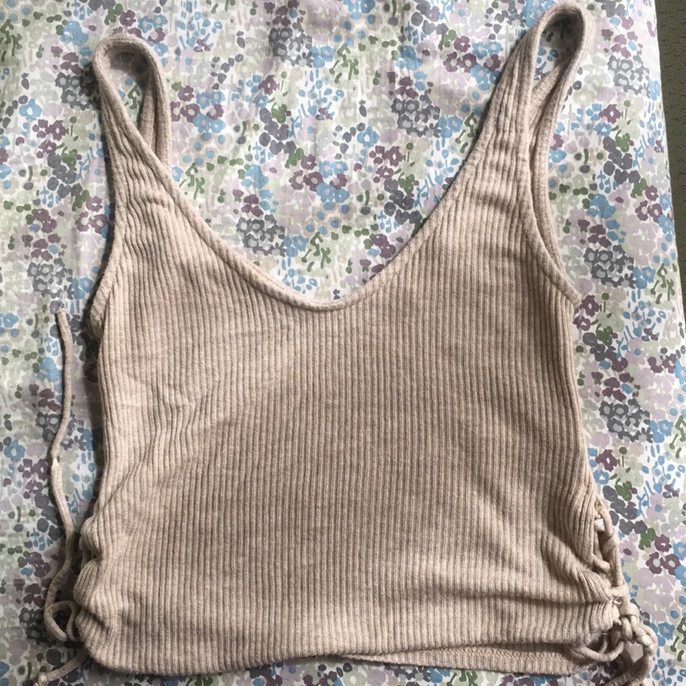 Urban outfitters tan ribbed crop top